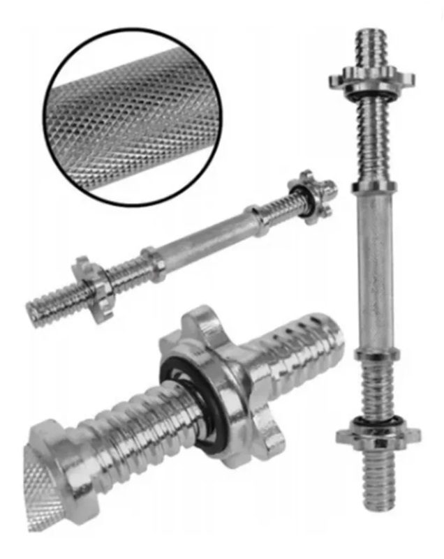 Par Barras Mancuernas Cromadas para Discos 35 cm 2 Par Barras Mancuernas Cromadas para Discos 35 cm - Imagen 2