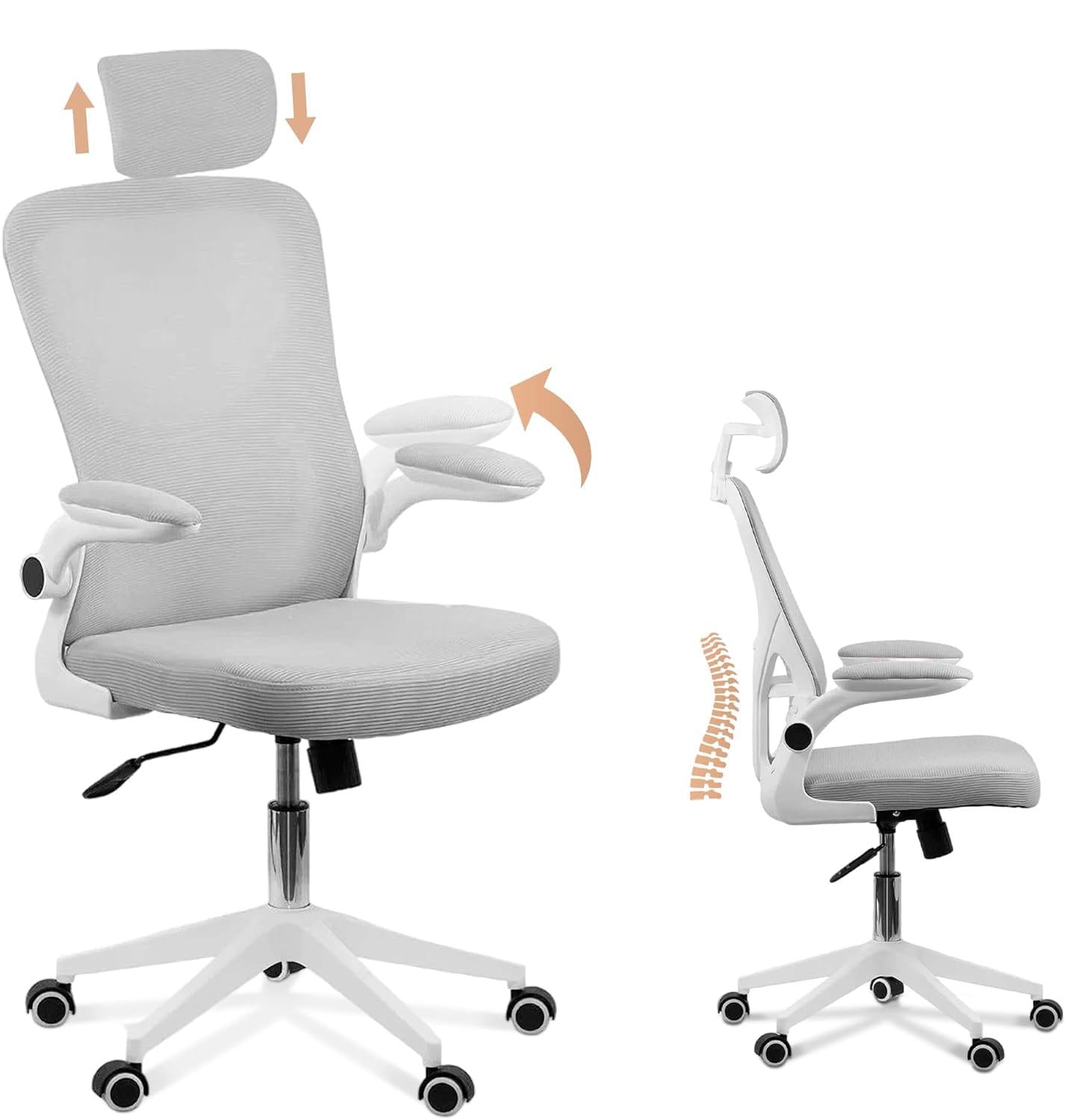 Silla De Escritorio Ejecutiva Con Brazos En Tela Color Blanca Con Gris 2 Silla De Escritorio Ejecutiva Con Brazos En Tela Color Blanca Con Gris - Imagen 2