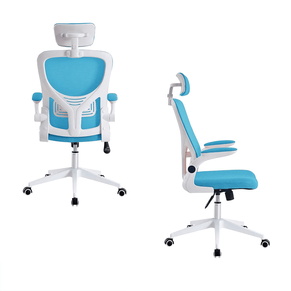 Silla De Escritorio Ejecutiva Con Brazos En Tela Color Blanca Con Azul 5 Silla De Escritorio Ejecutiva Con Brazos En Tela Color Blanca Con Azul - Imagen 5