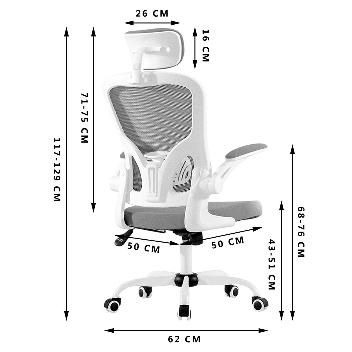 Silla De Escritorio Ejecutiva Con Brazos En Tela Color Blanca Con Gris 4 Silla De Escritorio Ejecutiva Con Brazos En Tela Color Blanca Con Gris - Imagen 4
