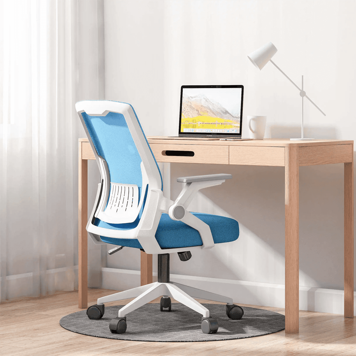 Silla de escritorio ejecutiva baggio Blanca con Azul 1 Silla de escritorio ejecutiva baggio