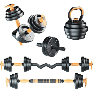 Kit pesas y discos con barra curva 40 kilos