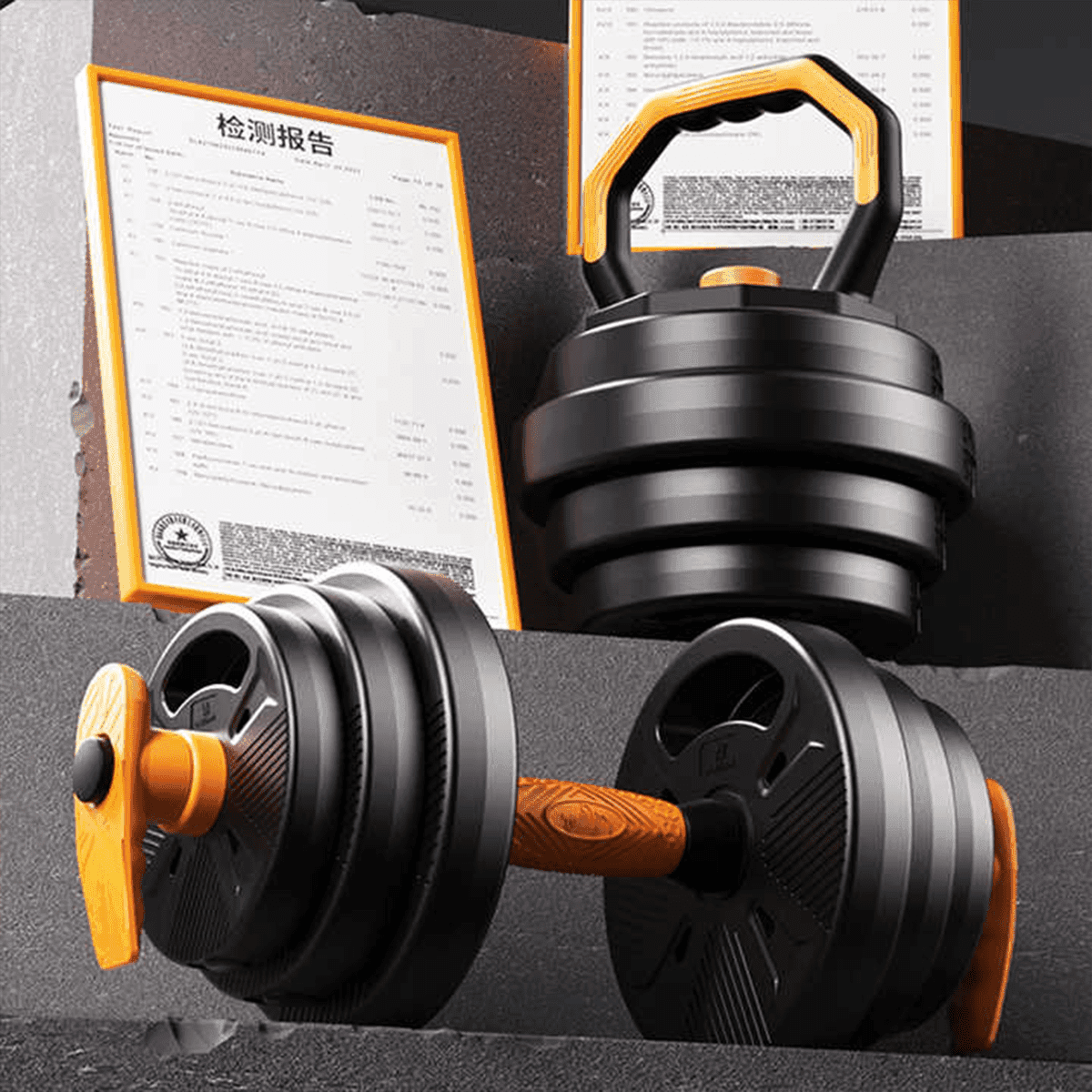 Kit pesas y discos con barra curva 40 kilos 4 Kit pesas y discos con barra curva 40 kilos - Imagen 4