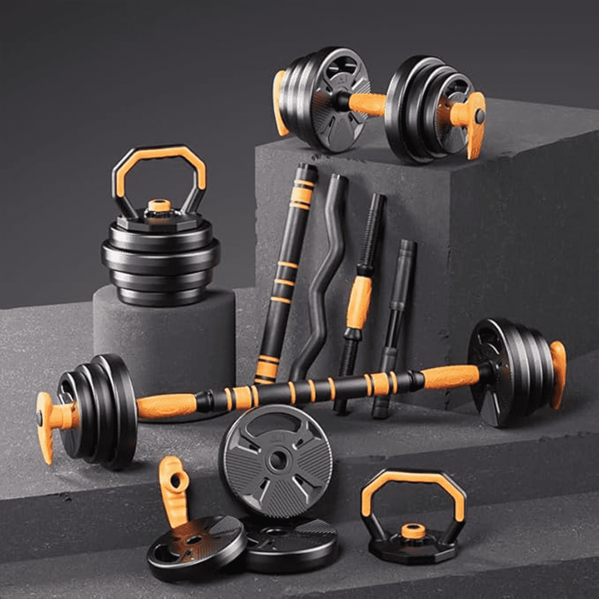 Kit pesas y discos con barra curva 40 kilos 2 Kit pesas y discos con barra curva 40 kilos - Imagen 2
