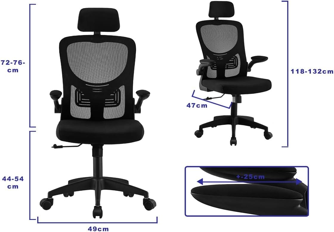 Silla de escritorio ejecutiva con brazos en tela Negro 7 Silla de escritorio ejecutiva con brazos en tela Negro - Imagen 7