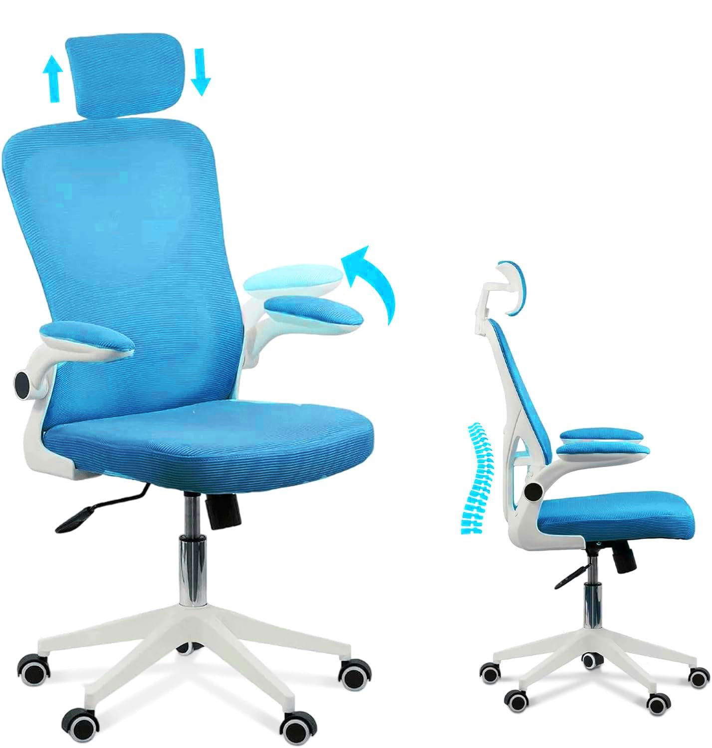 Silla De Escritorio Ejecutiva Con Brazos En Tela Color Blanca Con Azul 6 Silla De Escritorio Ejecutiva Con Brazos En Tela Color Blanca Con Azul - Imagen 6