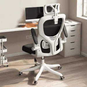 Silla De Escritorio Ejecutiva Con Brazos En Tela Blanca Con Negro