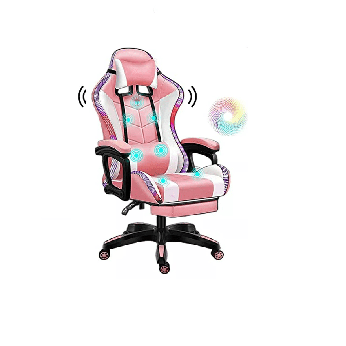 Silla Gamer RGB Iluminación LED Rosada 2 Silla Gamer RGB Iluminación LED Rosada - Imagen 2