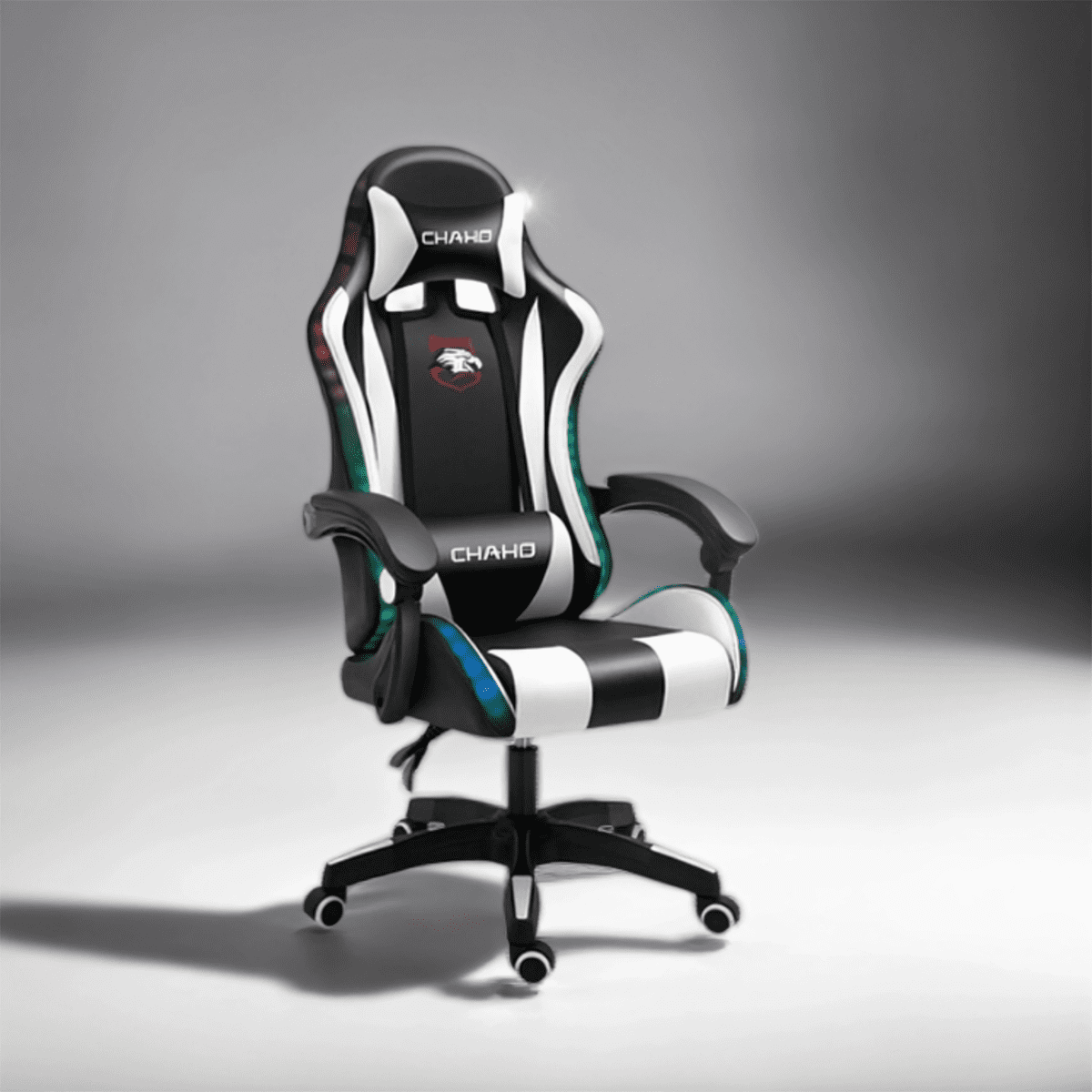 Silla Gamer RGB Iluminación LED Negro Con blanco 3 Silla Gamer RGB Iluminación LED