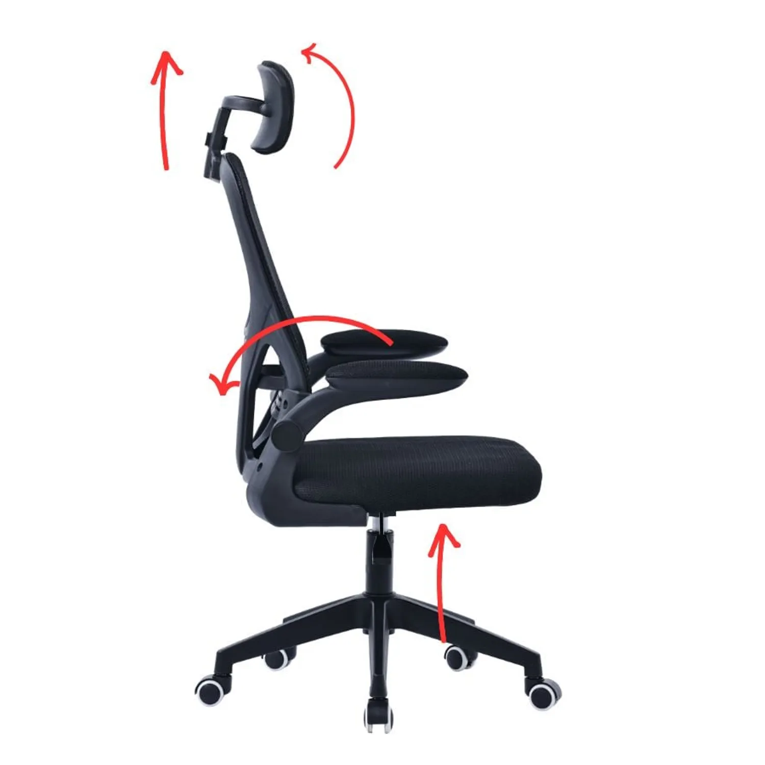 Silla de escritorio ejecutiva con brazos en tela Negro 6 Silla de escritorio ejecutiva con brazos en tela Negro - Imagen 6